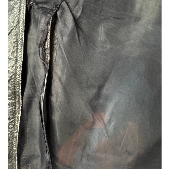 Vintage Leather Jacket Mens Coat 60s 70s Disco Size L Lightly Distressed - Picture 6 of 7